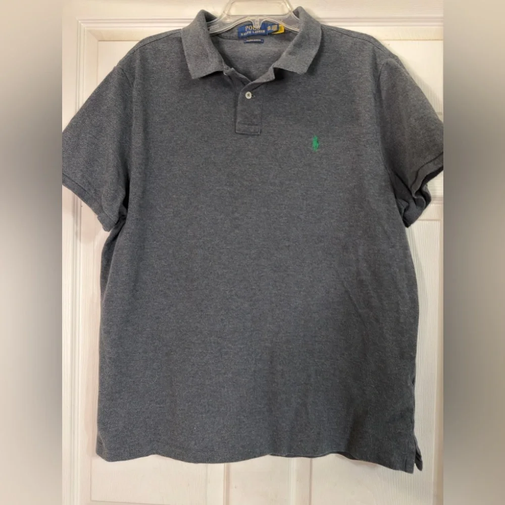 Polo by Ralph Lauren Men's Dark Gray Polo‎ Shirt Green Pony Logo Sz XXL EUC